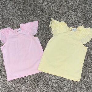 Janie and Jack Pink and Yellow Flutter Sleeve Tank Tops selling together